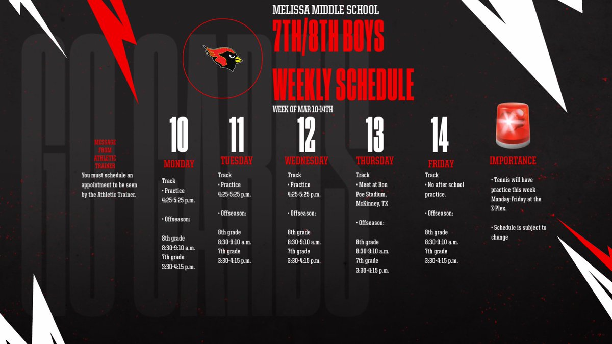MMS Boys Weekly Schedule 3/10th-14th