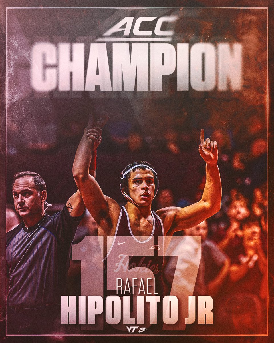 𝐂𝐀𝐌𝐏𝐄Ã𝐎 𝐂𝐇𝐀𝐌𝐀

Nothing but brilliance from the Brazilian. Rafael Hipolito, Jr. is your 157-pound ACC Champion!
#ALLINALLTHETIME #Hokies 🦃