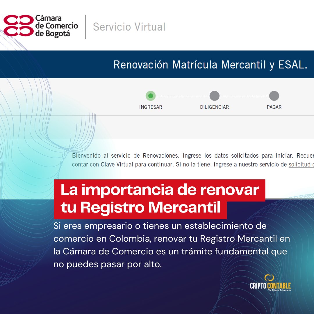 CriptoContable's tweet image. Si eres empresario o tienes un establecimiento de comercio en Colombia, renovar tu Registro Mercantil en la Cámara de Comercio es un trámite fundamental que no puedes pasar por alto.