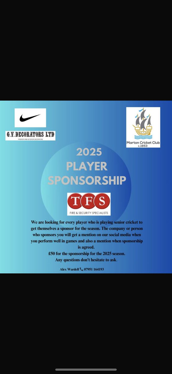 ‼️Player Sponsorship Opportunity‼️ 

We are looking for local businesses to sponsor one of our players for upcoming 2025 season.