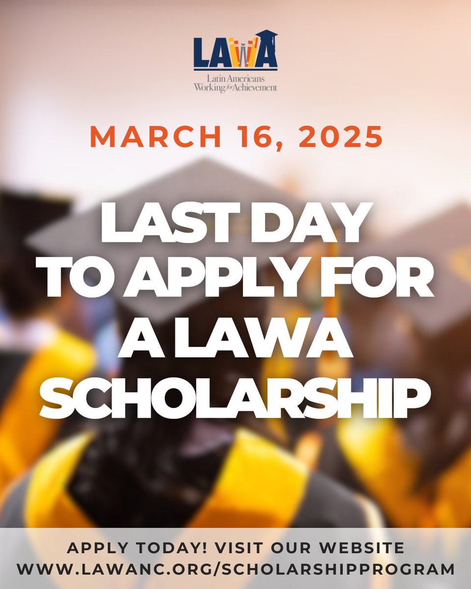 Attention!! We are a week away from closing our LAWA Scholarships application window! To apply, visit LAWA's scholarship application portal before the 3/16 deadline. For more information or assistance with the application process, contact LAWA at sholarships@lawanc.org.
#lawasclt