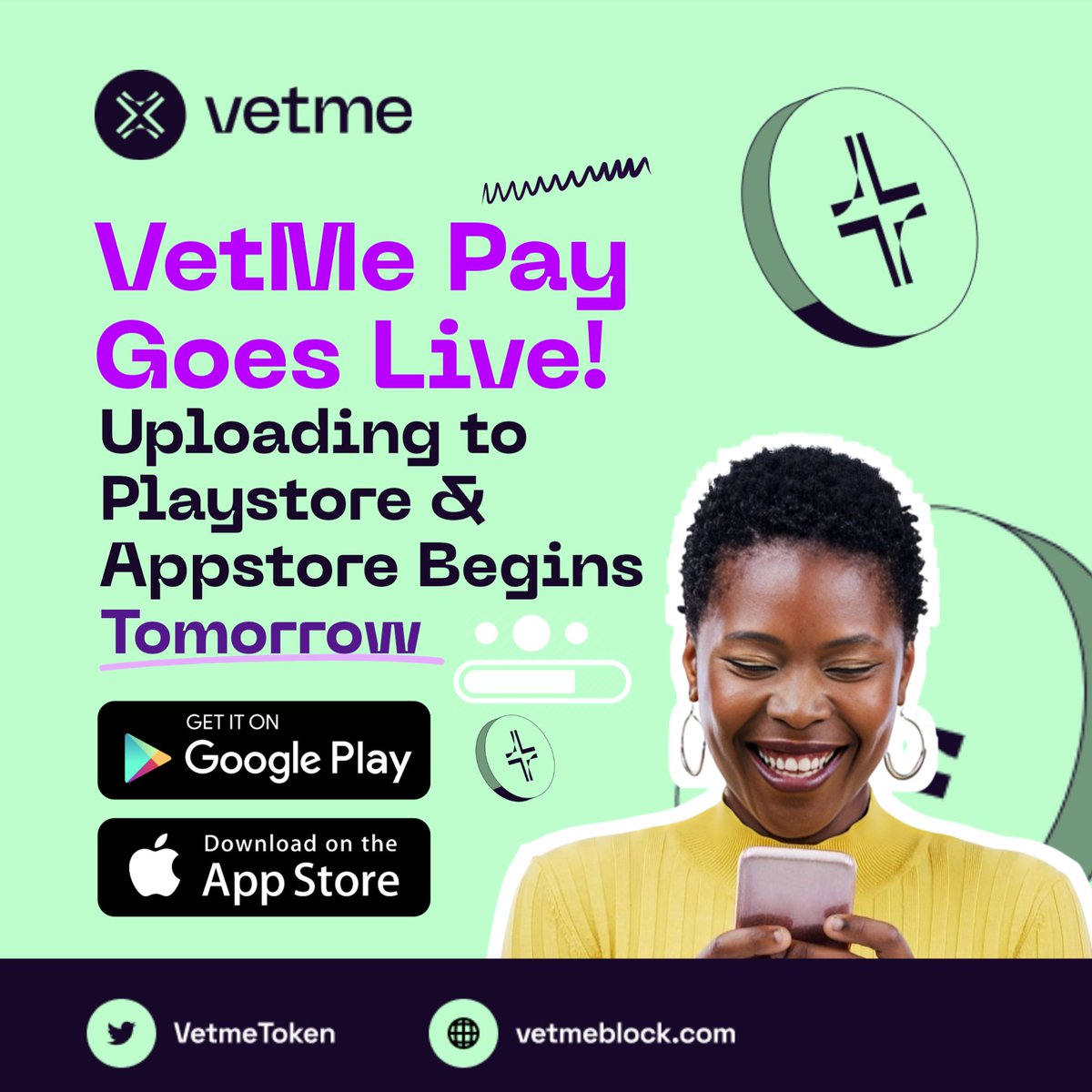 ✨ Exciting Update for the VetMe Community! ✨

On January 2nd, 2025, we embarked on an important journey—to bring the VetMe P2P platform and on/off-ramp $VetMe Pay to mobile. After nearly two months of dedicated work, we’re happy to share that the development is now 99%