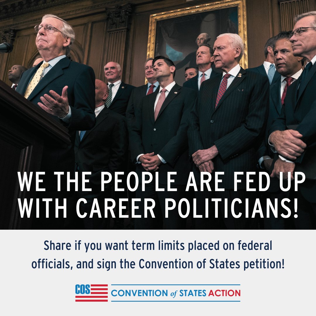 COSProject's tweet image. National political office was never supposed to be a career. But for too many of our federal politicians, that's exactly what has happened.

Sign our petition to call an Article V Convention of States and force term limits on Members of Congress.
conventionofstates.com/x-petition