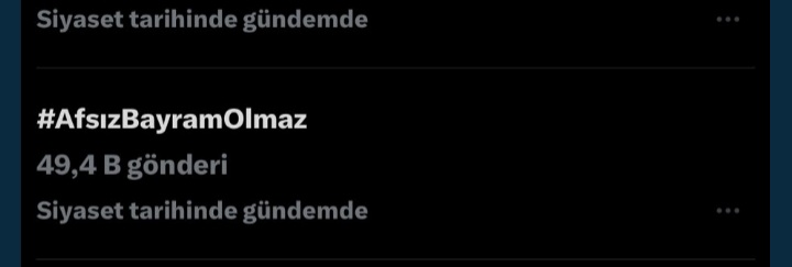 #AfsızBayramOlmaz 
Arkadaşlar 50 bin olduk hiç değiştirmeden 
Aynı Taga geçe gündüz Twit atıp gündemden düşürmeden öncelikle  500 bin bin hedefine ulaşacağız ve böylece Twetter a giren her siyayasetci Tagı mızı görecektir