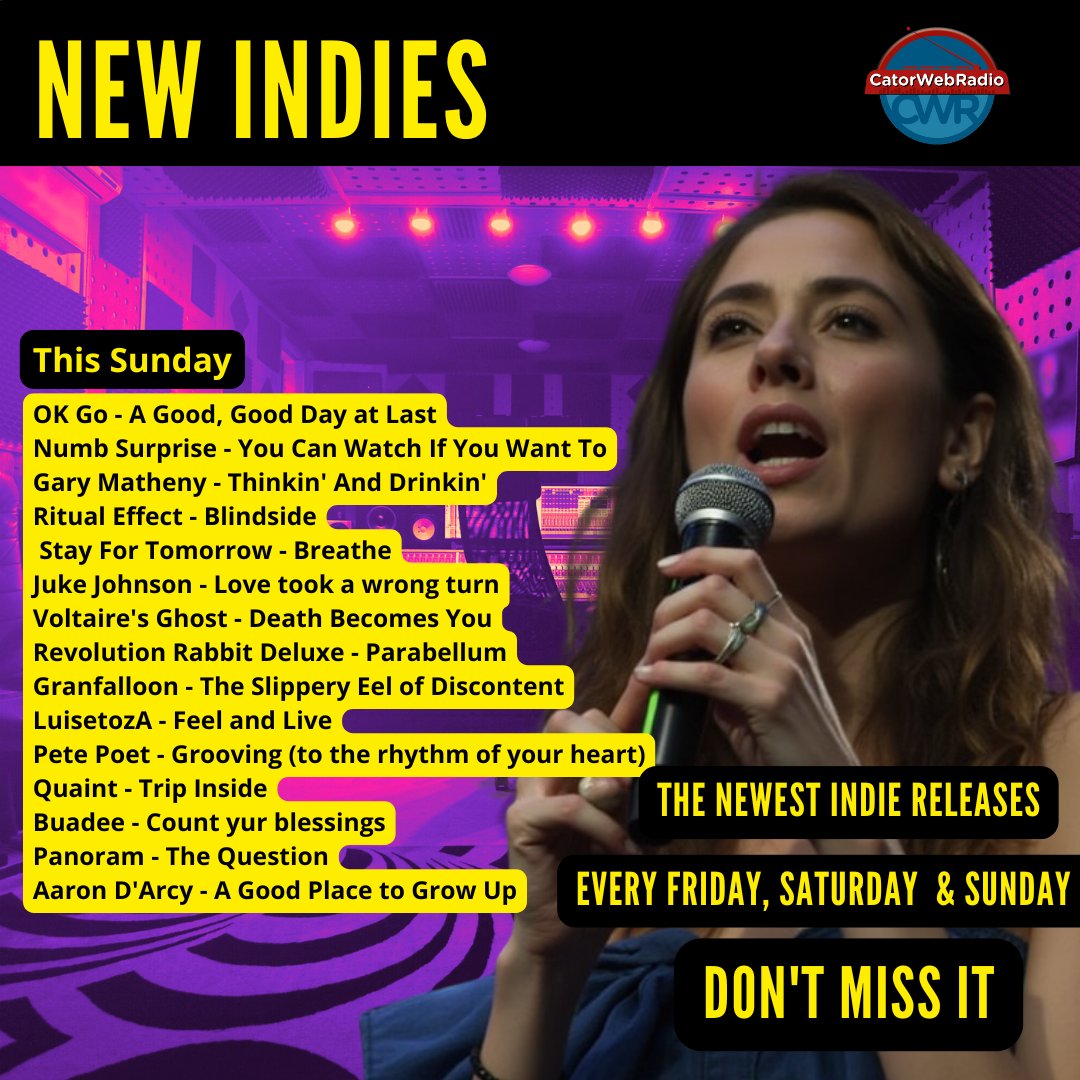 catorwebradio's tweet photo. #NowPlaying #NewIndies
@okgo
@SurpriseNu72480
@GaryMathMusik
#RitualEffect
@quaintband
@SFT_Offic
@JukeJohnson 
#VoltairesGhost
@revrabbitdeluxe
@Grranfalloon 
@luisetoza
@PetePoetMusic
#Buadee
#Panoram
#AaronDArcy https://t.co/i3WE6uGELR