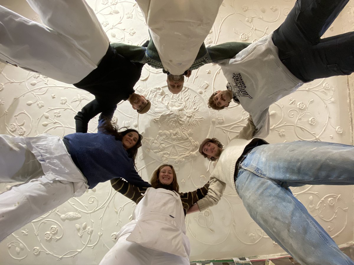 The second section of our new Elizabethan style ceiling is now complete. Just one more to go and an extraordinary frieze. Well done team.