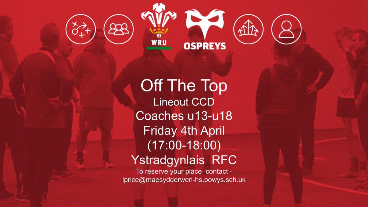 Luke Price (@lukeprice121) on Twitter photo Excited to announce the first of 2 coaches CPDs that I’m running in next few weeks. First up, the lineout! DM me or email the address on poster if you want to attend and I will add you to the list. First come first serve #communitygame <a href="/WRU_Community/">WRU Community - Wrth galon y genedl</a> Excited to announce the first of 2 coaches CPDs that I’m running in next few weeks. First up, the lineout! DM me or email the address on poster if you want to attend and I will add you to the list. First come first serve #communitygame <a href="/WRU_Community/">WRU Community - Wrth galon y genedl</a>