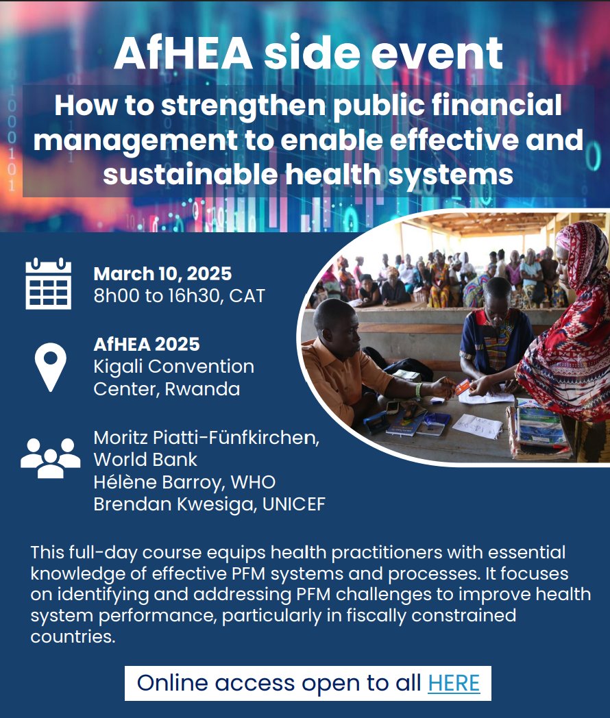 Join us for this training event on PFM in health. Fantastic line up of core PFM modules, interactive group engagement, and spotlight on the role of PFM in the current uncertain environment as well as on #PHC. Accessible free at the zoom link below:    

lnkd.in/eFgaeXMp
