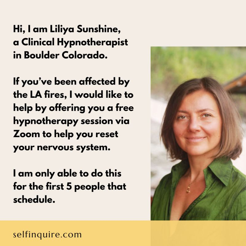 ZaMrSunshine's tweet photo. My lovely wife who is an amazing clinical hypnotherapist is offering free sessions to LA fire victims to help with nervous system decompression.

She also does sessions for leaders to gain clarity and insights on how to break through their roadblocks. https://t.co/oTpFM0q7LY