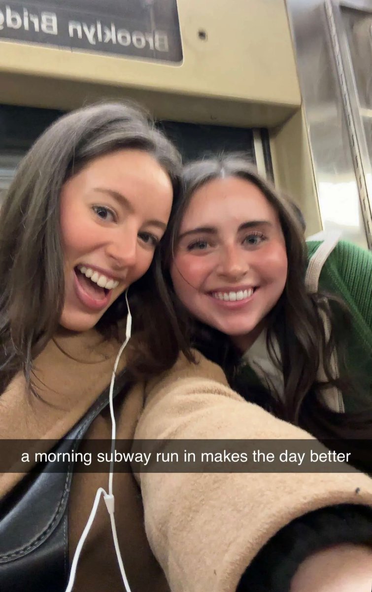 EmmaAguero8's tweet photo. Definitely a rom-com moment! I ran into my friend @sparkle_emma on the subway on the way to class, and we ended up sitting together and chatting the whole ride. It always amazes me when you randomly bump into people in such a big city! https://t.co/ec4yGYWWON