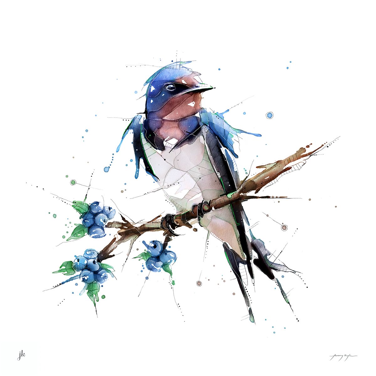 Barn Swallow. // #JeremyKyleArt #MixedMedia #Illustration