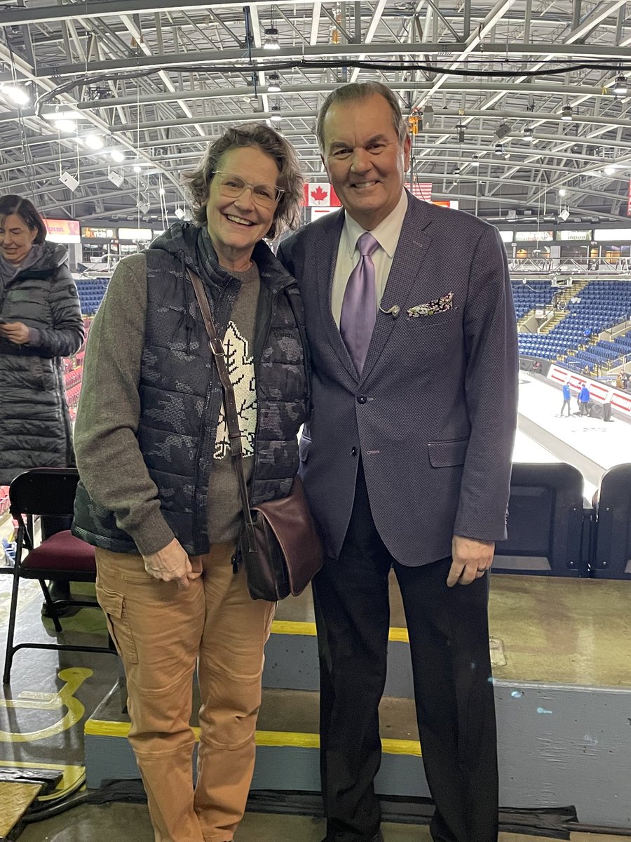 So I told T...if you're going to the Brier here in Kelowna...you GOTTA get a pic with the LEGEND <a href="/TSNVicRauter/">Vic Rauter</a> I am officially jealous! T said he's just a delight, a real class act! I think Vic was a bit starstruck meeting T...what do you think?😁<a href="/CurlingCanada/">Curling Canada</a> <a href="/TamaraJoelVO/">Tamara Joel</a>