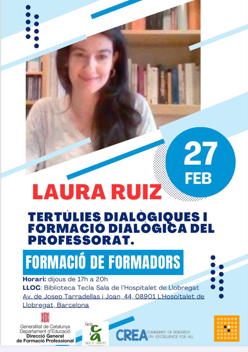 La formació de Comunitats d’aprenentatge està en marxa. Ja anem per la cinquena sessió amb un alt nivell de ponents , científics de primera línia d’investigació, membres del CREA i docents de la universitat. Estem gaudint de les darreres evidències científiques d’impacte social.