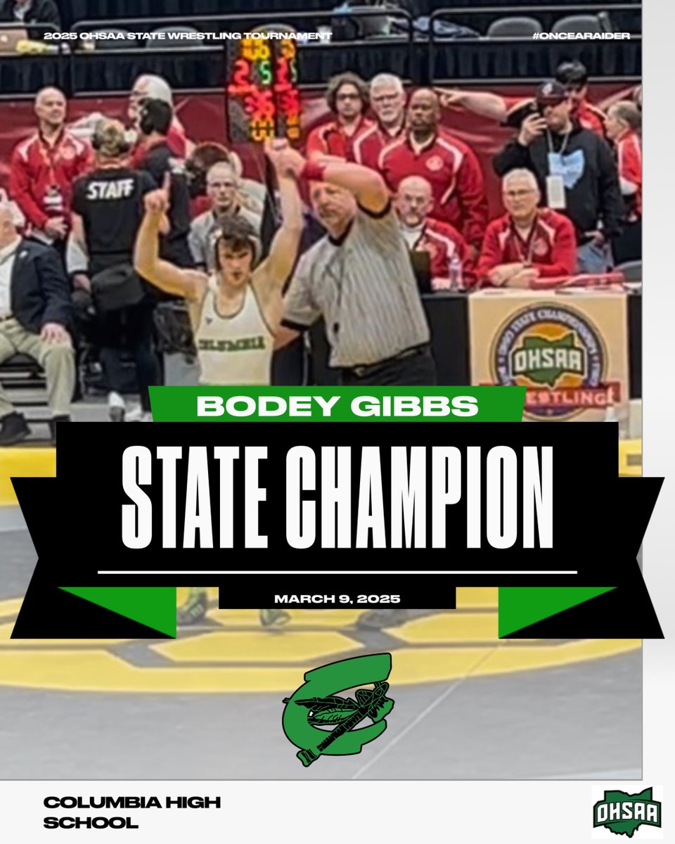 Bodey Gibbs wins the Division 3 106lb State Title! Congratulations Bodey, Coach Juliani and staff and to the Gibbs family! GREAT DAY TO BE A RAIDER!!!