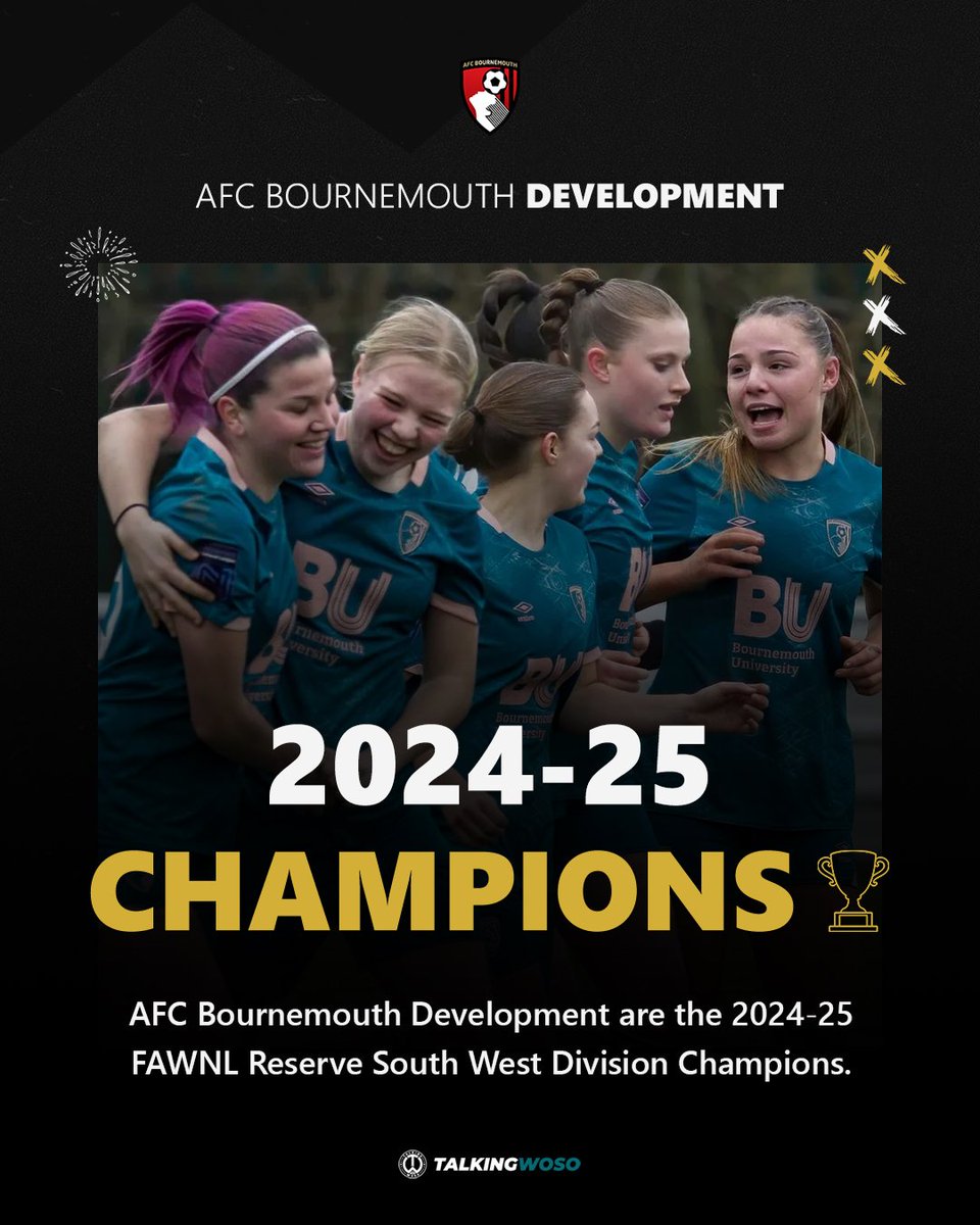 Talking WoSo (@talkingwoso) on Twitter photo FAWNL Reserve Champions 💥
Reserve Northern Division
🏆 <a href="/BoroWomen/">Middlesbrough FC Women</a> Reserves
Reserve Midland Division
🏆 <a href="/scfc_women/">Stoke City FC Women</a> Development
Reserve South East & Central Division
🏆 <a href="/WatfordFCWomen/">Watford FC Women</a> Development
Reserve South West Division
🏆 <a href="/AFCBournemouthW/">AFC Bournemouth Women</a> Development
#FAWNLNextGen FAWNL Reserve Champions 💥
Reserve Northern Division
🏆 <a href="/BoroWomen/">Middlesbrough FC Women</a> Reserves
Reserve Midland Division
🏆 <a href="/scfc_women/">Stoke City FC Women</a> Development
Reserve South East & Central Division
🏆 <a href="/WatfordFCWomen/">Watford FC Women</a> Development
Reserve South West Division
🏆 <a href="/AFCBournemouthW/">AFC Bournemouth Women</a> Development
#FAWNLNextGen