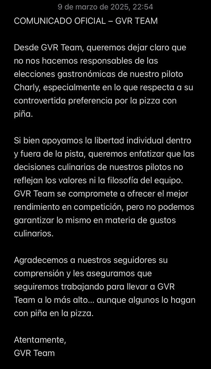 🚨 COMUNICADO OFICIAL DEBIDO AL PIZZAGATE DE NUESTRO PILOTO <a href="/JCharly98/">Charly</a> 🚨