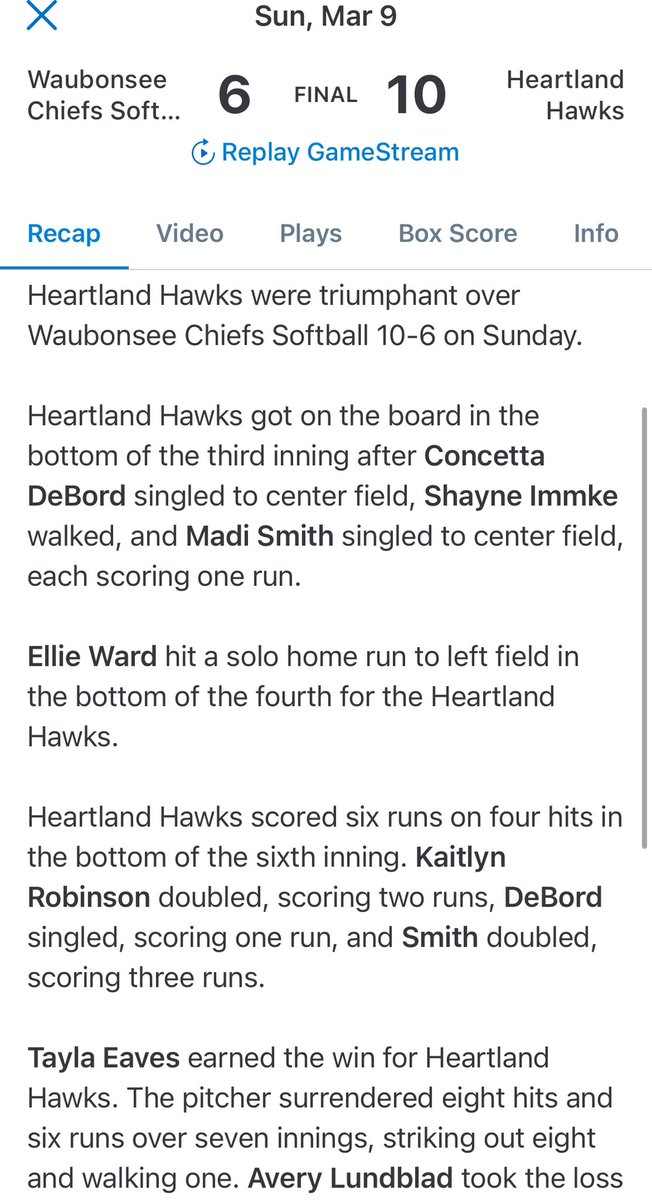 Shawna Robinson (@s_robinson311) on Twitter photo Heartland Hawks win 2 today over Waubonsee. First game 9-1. Second game 10-6. <a href="/kaitlynrob3/">Kaitlyn Robinson</a> 1-2 in the 2nd game with a double and 2 RBI’s! Heartland Hawks win 2 today over Waubonsee. First game 9-1. Second game 10-6. <a href="/kaitlynrob3/">Kaitlyn Robinson</a> 1-2 in the 2nd game with a double and 2 RBI’s!