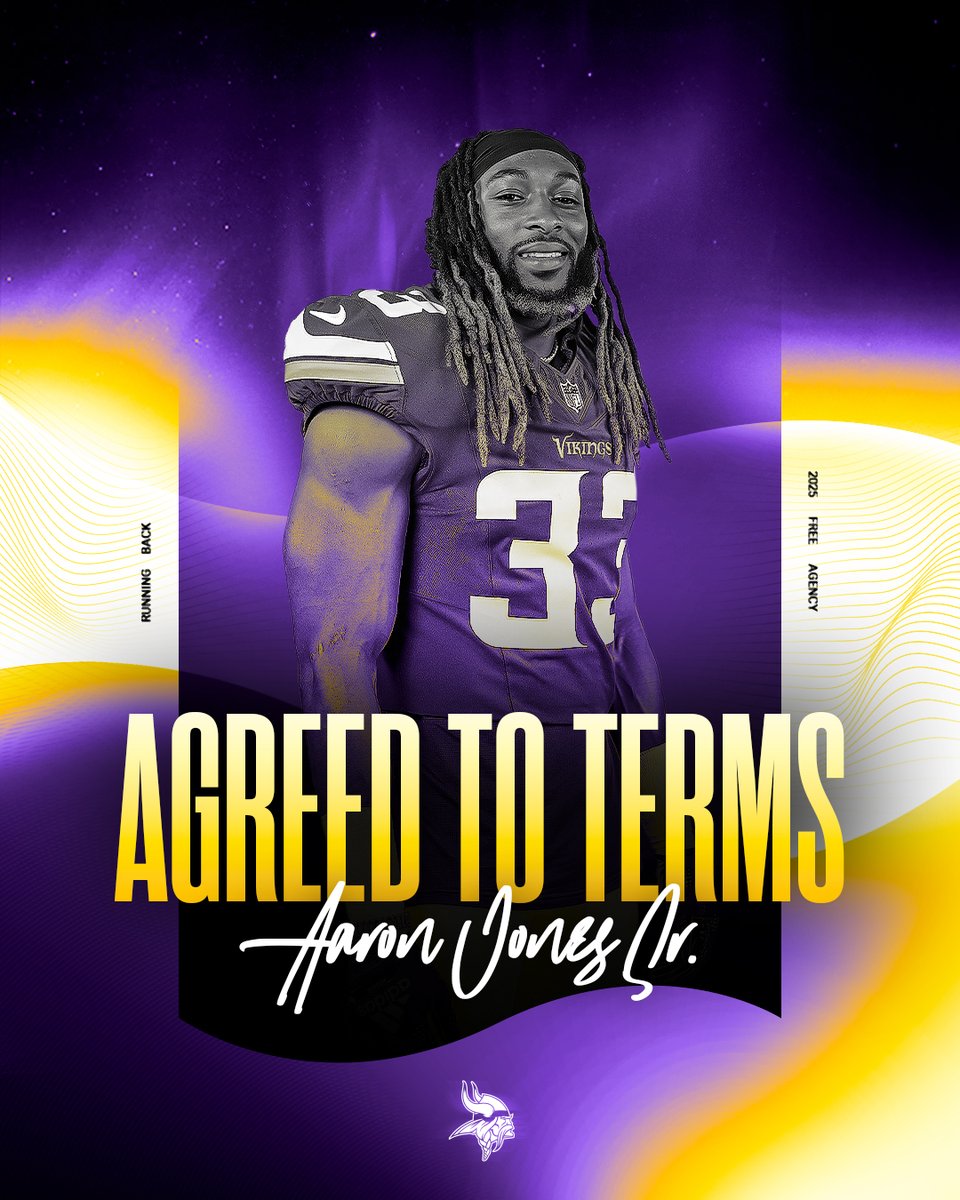 Minnesota Vikings (@vikings) on Twitter photo .<a href="/Showtyme_33/">Aaron Jones 3️⃣3️⃣</a> is back! 😎
The #Vikings have agreed to terms with RB Aaron Jones Sr.
mnvkn.gs/3QSJRw2 .<a href="/Showtyme_33/">Aaron Jones 3️⃣3️⃣</a> is back! 😎
The #Vikings have agreed to terms with RB Aaron Jones Sr.
mnvkn.gs/3QSJRw2