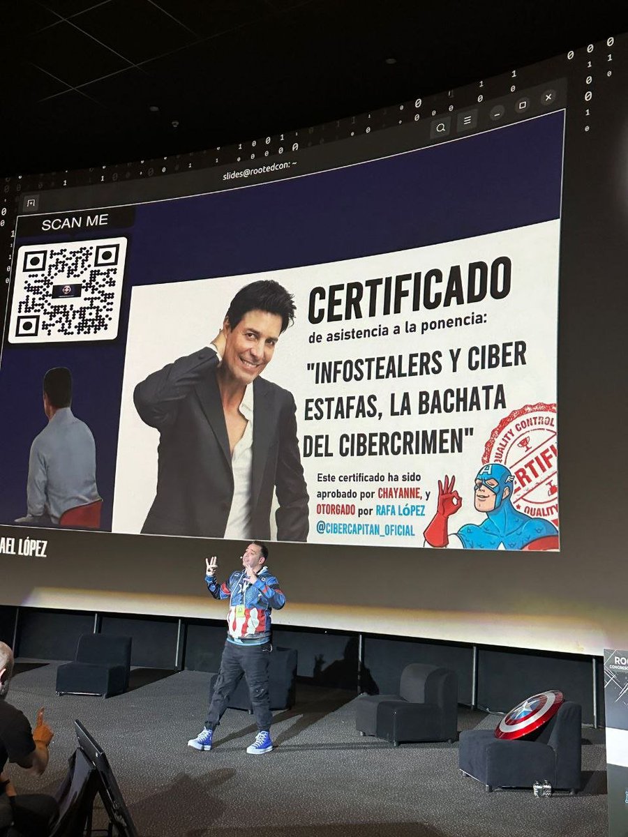 afernandesvigo's tweet image. Mañana hablaré mas de la experiencia en #RootedCON2025, pero decir que orgullosamente soy poseedor de un certificado de asistencia con la garantía de @CHAYANNEMUSIC 

Gracias @cibercapitan y viva @rootedcon !
