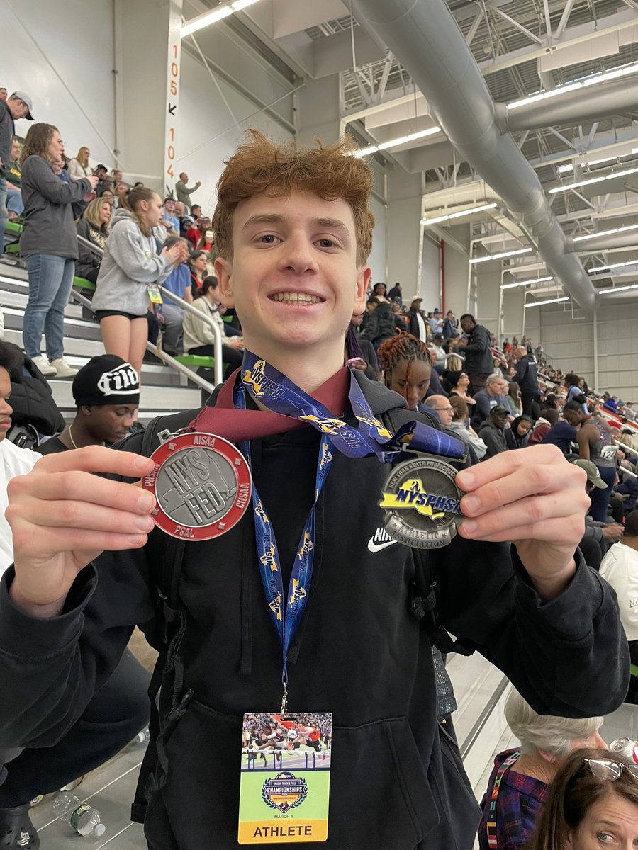 At the NYS Championships on Sat, Kaiden White took 2nd in the 300m dash. Ryan Donohue took 2nd for Intersectional Relay Team. For the 1st time in 18 year program history, we’ve had 2 All-State athletes in the same season. Both earned All-Federation recognition. Congrats!