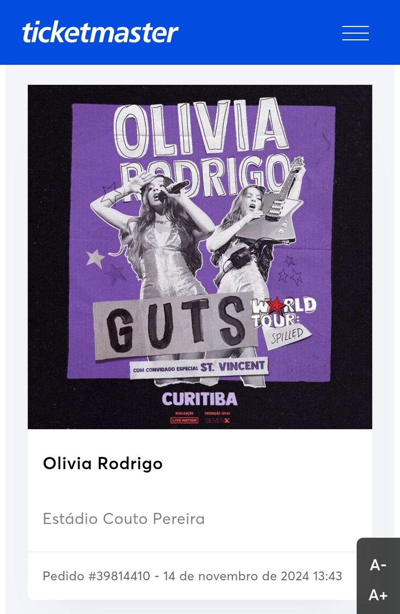 itsdudabl's tweet photo. VENDO INGRESSO OLIVIA RODRIGO

26 de março, Curitiba PR, Couto Pereira

🎫 ingresso meia idoso
📍pista premium 
💰R$ 570 - valor que paguei com a taxa, negociável!
❗️transferência via Quentro
‼️tenho todos as comprovações

tags: venda, compro, guts tour, ticket, show, ingressos. https://t.co/cETUA0Zt1c