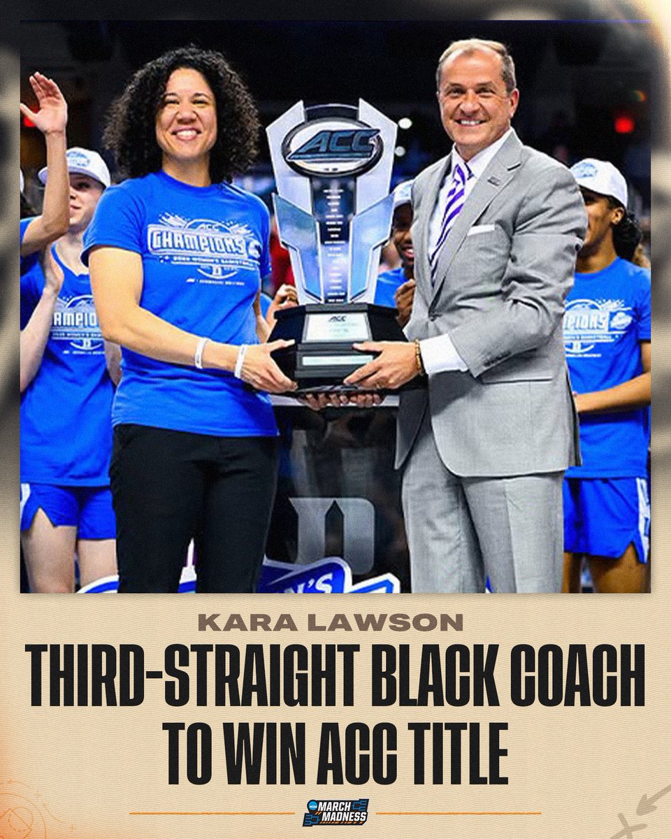 Kara Lawson joins Kenny Brooks and Niele Ivey as the first three Black head coaches to win women's ACC titles.

#NCAAWBB x <a href="/DukeWBB/">Duke Women’s Basketball</a> / <a href="/accwbb/">ACC Women's Basketball</a>