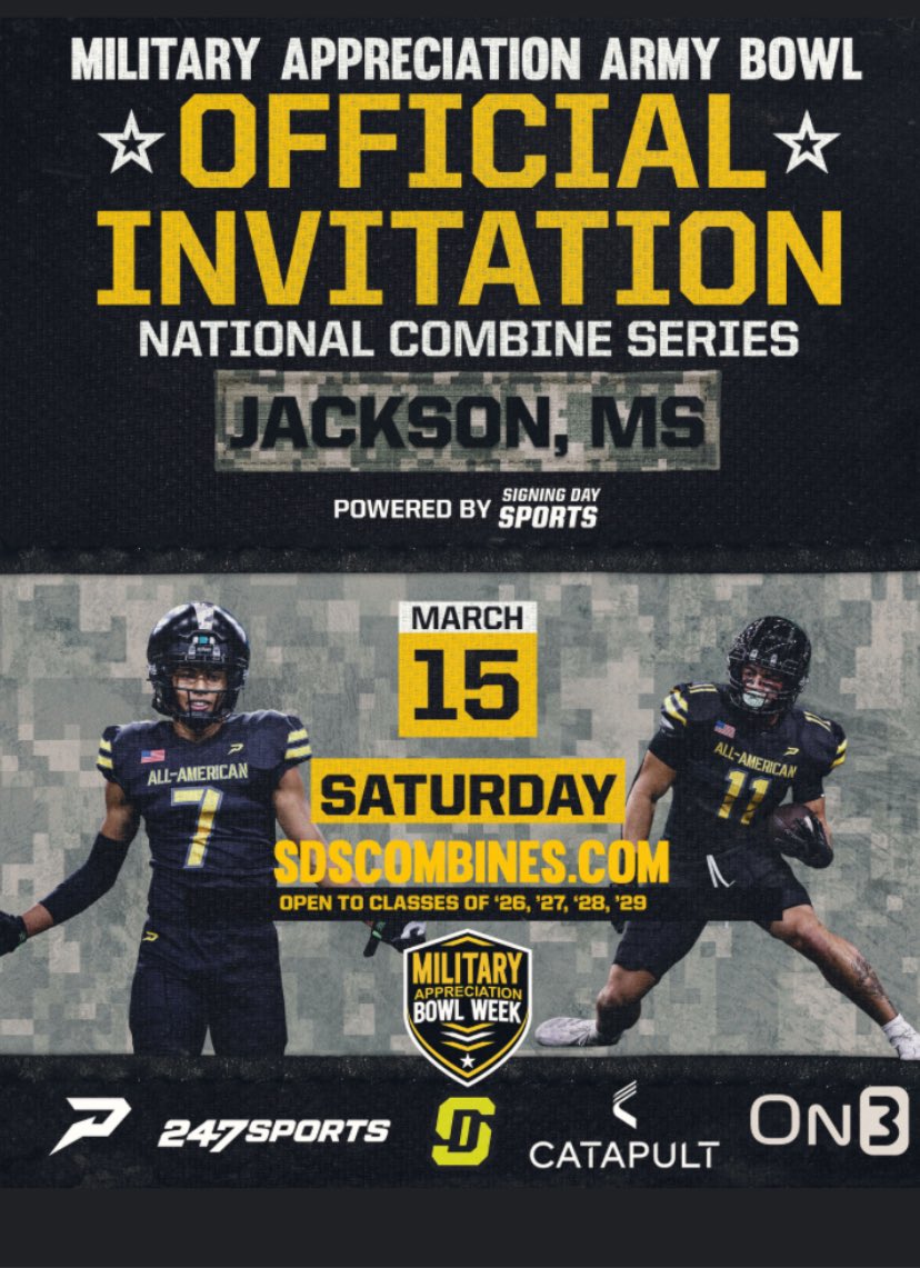 Honored to receive an invitation to the military appreciation army bowl💯🔥