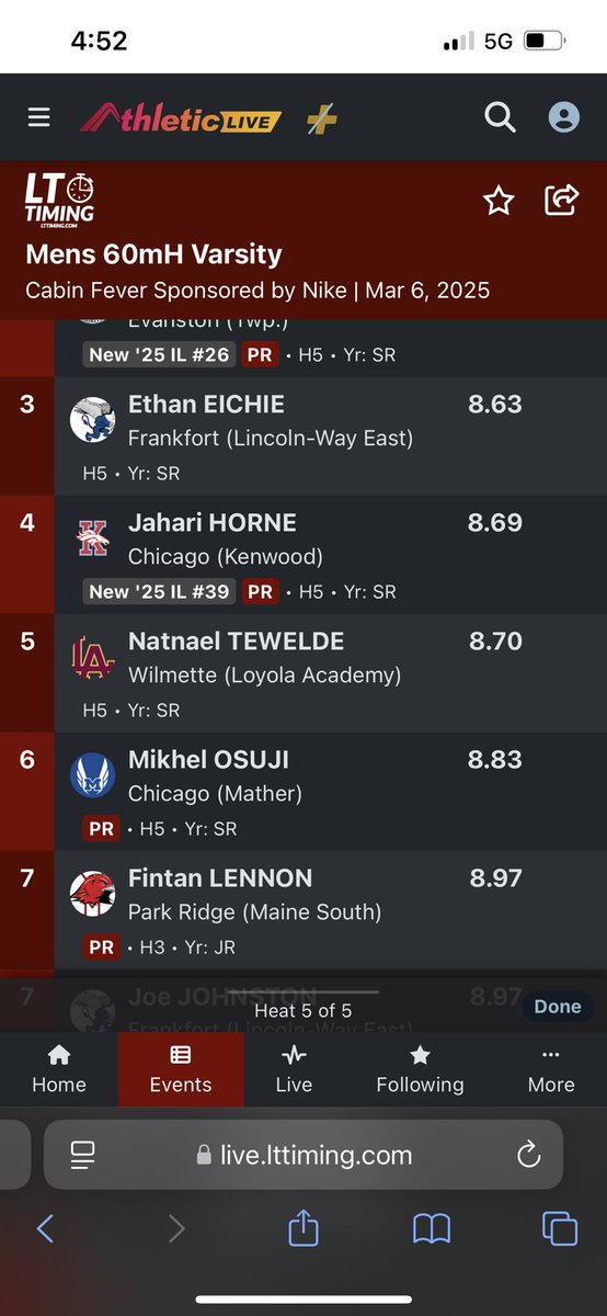 fintan_lenn's tweet image. I had a big PR in the 60m High hurdles (8.97a) at the meet Cabin fever meet Thursday. It was at the Gately center. I won my heat and ended up getting 7th overall. Maine south track overall had a great meet with a lot of PRs and we all had a great time. @MaineSouthTrack