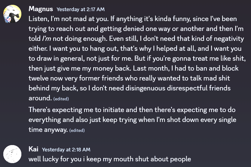 OreoAduro's tweet photo. I hate doing this but beware of @KaiWinterpaw, who has taken $170.69 and blocked me. He had a sob story, was very sad, so I sent friends and family instead to cover charge where he promised art in return when he could.

Even worse, he was too busy because of video games. https://t.co/G5G40AcpEj