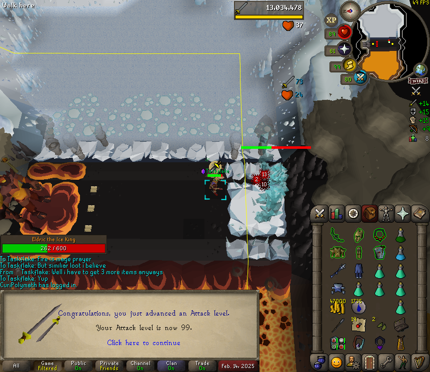azeavia's tweet photo. This year I decided to stop fucking around and start maxing the iron

96 to 99 Con - 11 Jan till 19 Jan
99 Att - 14 Feb
99 Def - 2 March
86 to 99 RC - 25 Jan till 9 March

12/23 skills maxed

In between that I have also greenlogged royal titans with the pet at 346kc https://t.co/5f1yaovNOA