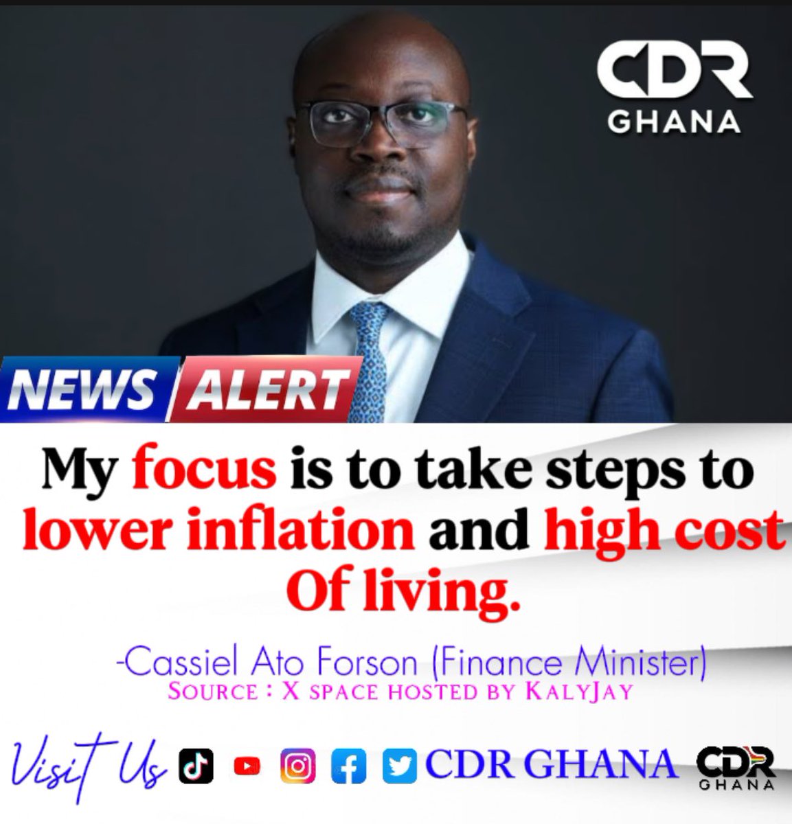 🇬🇭 Finance Minister hints at comprehensive measures to tackle inflation and reduce high cost of living in Ghana.

#Kalyjayspace