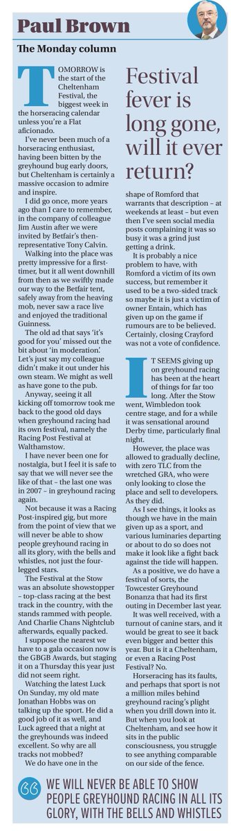 velvets14's tweet photo. THE MONDAY COLUMN
In The Racing Post
By Mr Paul Brown... https://t.co/IhTUFpTCsX