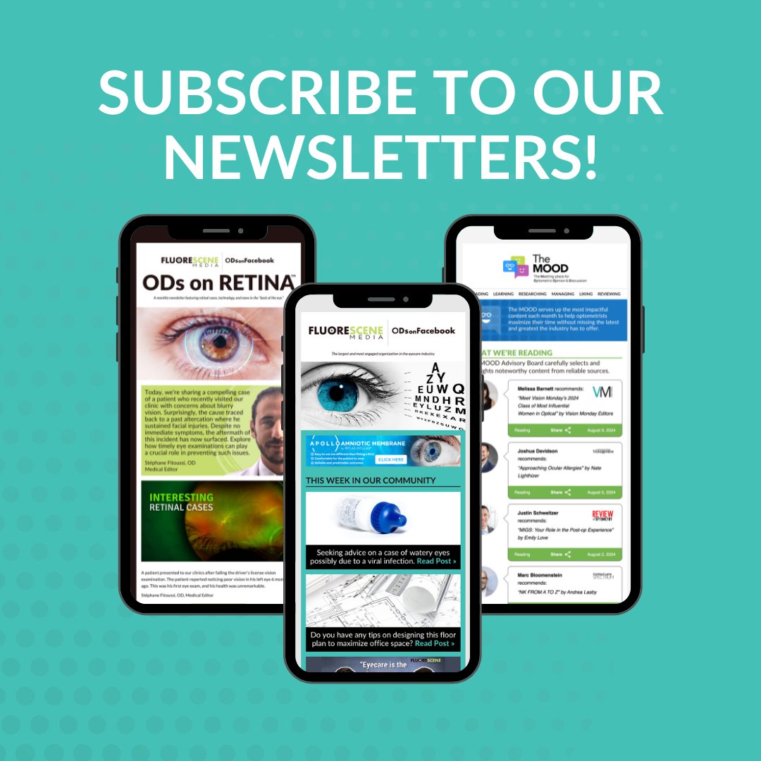 Stay connected with us! Our newsletters highlight the hottest posts in our community, plus blog articles and cases written by your fellow Optometrists. Sign up here eepurl.com/hkLwbv to get on our list or share this link with a colleague!