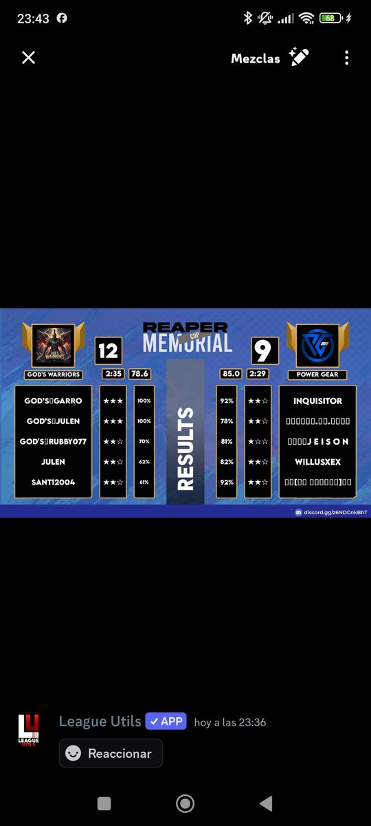 Hoy dia redondo 3/3✅
- Ganamos primer partido de <a href="/3Fcoc/">French Family</a> 
- Ganamos en <a href="/lligacatclash/">Lliga Catalana Clash</a> 
- Ganamos y pasamos ronda en RMC
Vamos con todo God's 🔥💪
<a href="/Gods_familycoc/">GOD’S FAMILY</a> <a href="/GodsMaska/">God's⚡Maska</a> <a href="/Rubbito077Gods/">Rubby077Coc</a> <a href="/killer_raincoc/">⚡️KILLER RAIN⚡️</a>