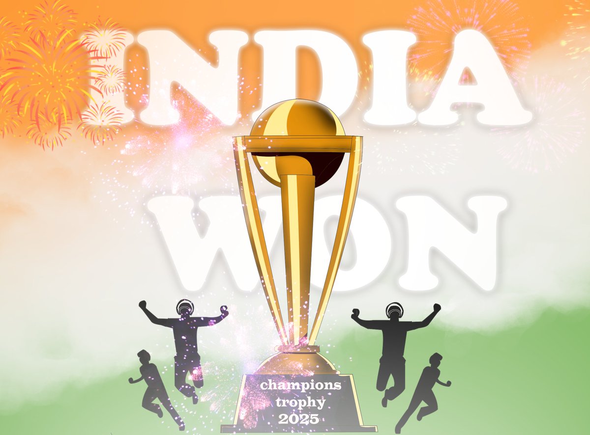 rcdanimations's tweet image. India won 🥳🥳#ChampionsTrophy2025 
#INDvsNZ 
#ChampionsTrophy 
#ViratKohli𓃵