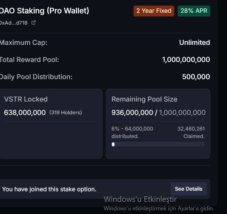 68sgur's tweet photo. Anlık 319 kişi, günlük 500.000 $VSTR ödülünü paylaşıyor! Sen de #ProStaking’e katıl, pasif gelir elde et! 💰🔥
#prowallet #Brolyz $VSTR #staking #Brolyzwaitlist #socialfi https://t.co/uYfnwnmQag