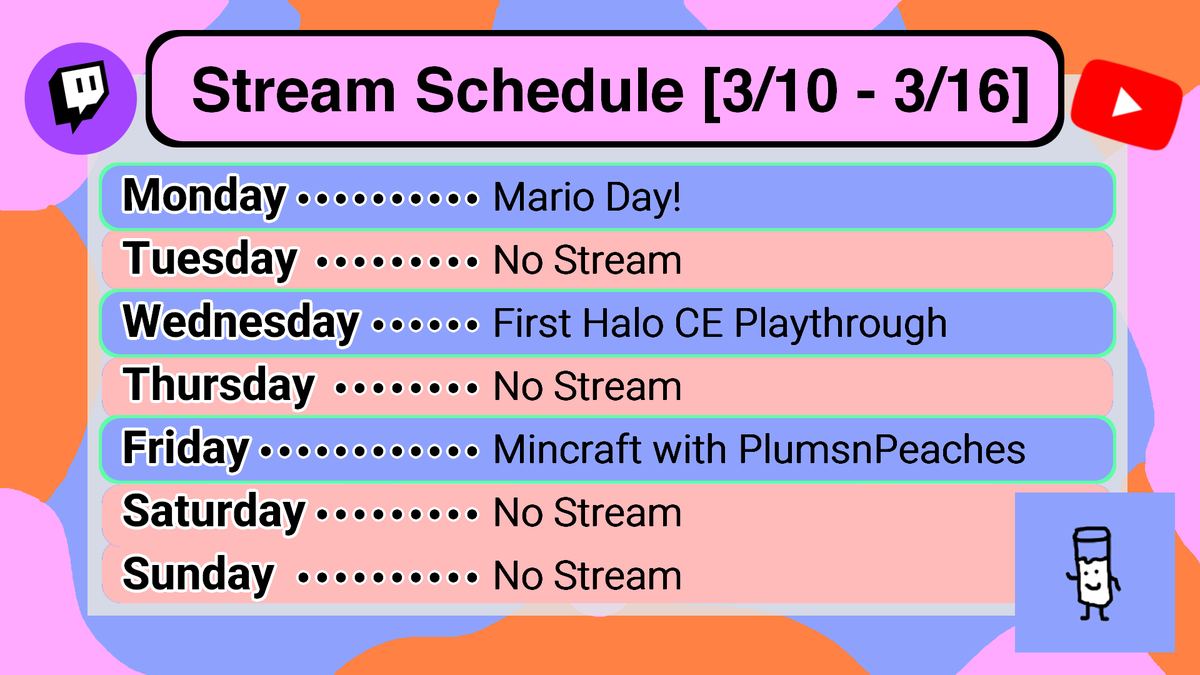 This week is looking pretty good for streams, can't wait to see you all there