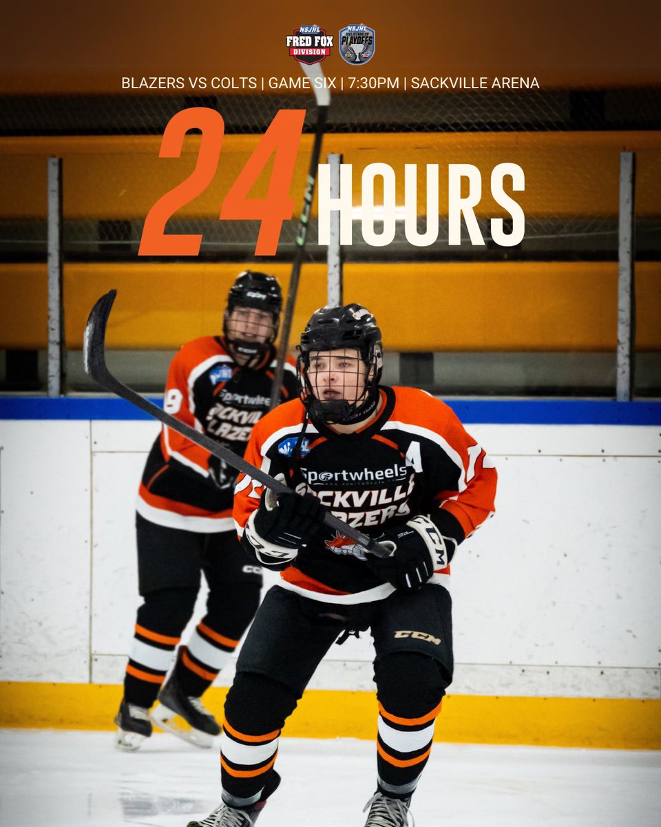 24 hours until puck drop in game six!🔥

Come out and cheer on your Blazers as they take on the Capstone Colts at the Sackville Arena! Puck drop at 7:30pm🚨