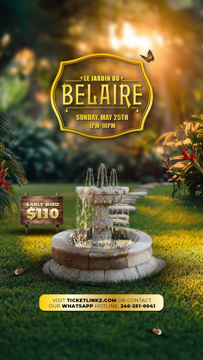 iamdjpsalms's tweet photo. Limited $110 Early Bird tickets available via the link in our bio or hit up the WhatsApp Hotline (246)251-0041.
Year 5🎉 Big vibe🥂
#LeJardinDuBelaire #YearFive #FêteChampêtre #GotBelaire #TheArtOfCelebration #BelaireGarden #WeLoveBubbles #BelaireBarbados https://t.co/9t7H9JGdOT