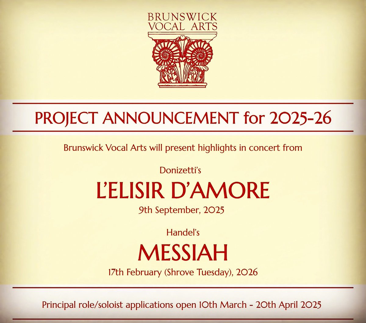 Solo singers, singing profs, coaches - please share! BVA’s application window is open until April 20th. We’d love to hear from you! 

Please see the BVA website for further details and application requirements etc.