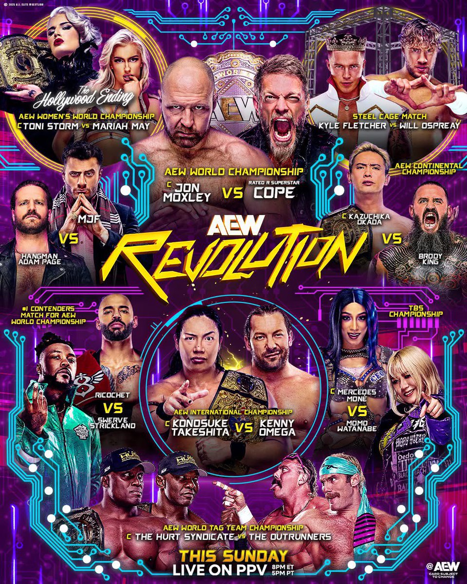 Podcast_SMS's tweet photo. AEW Revolution 2025
Thoughts and predictions?
#aew #aewrevolution #prowrestling https://t.co/YvjL1fSFUQ