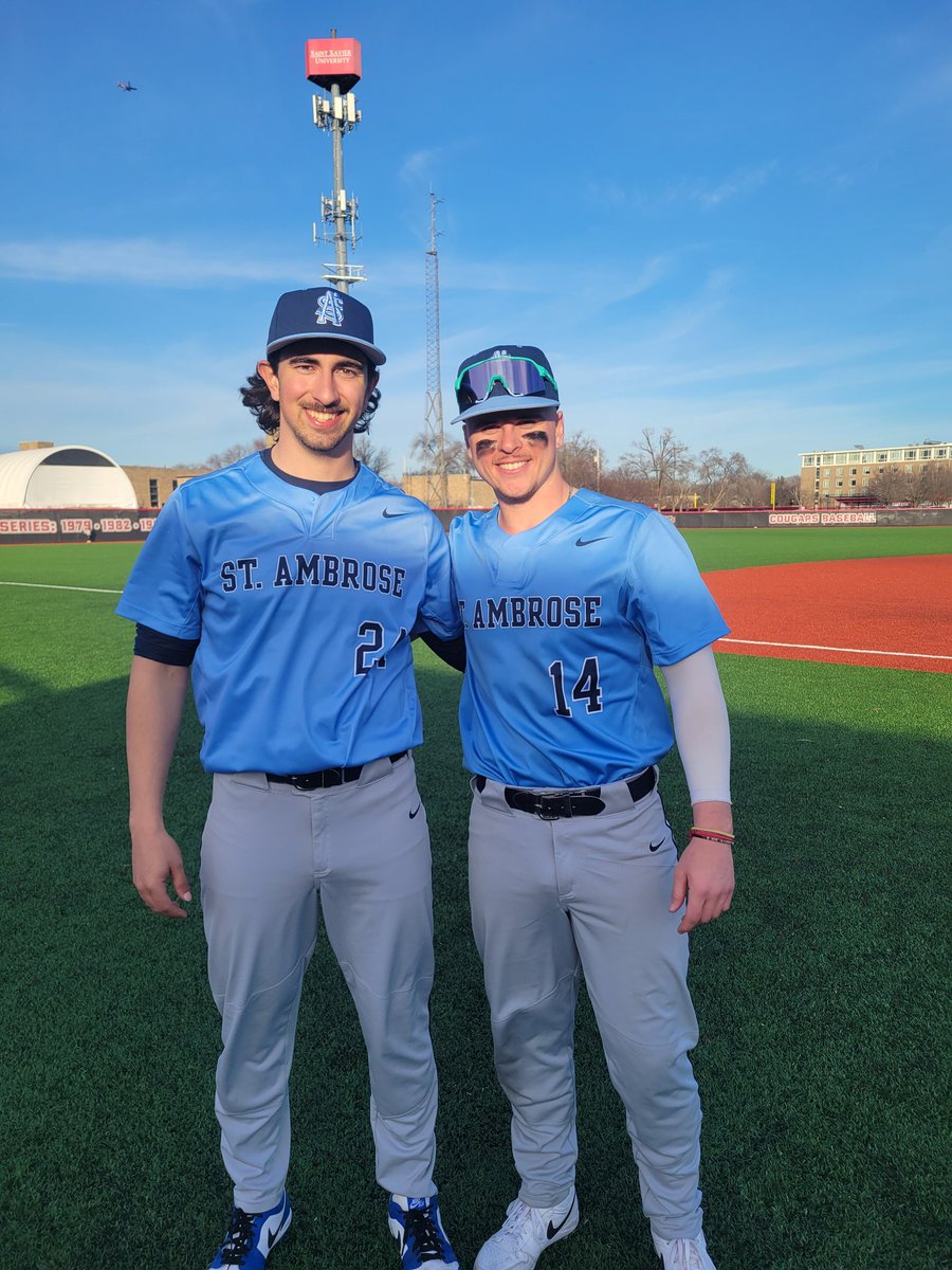 FINAL
Game 2
St. Ambrose-15
St. Xavier-5
in 7 Innings 
WP- Boomer Johnson 
HITS- Pauley 2, Fitzgerald 2, Milatovic 3
2B- Fitzgerald 
HR- Roth, Fitzgerald 
☆PLAYERS OF THE GAME☆
           Sergio Marchizza 
           Joey Fitzgerald