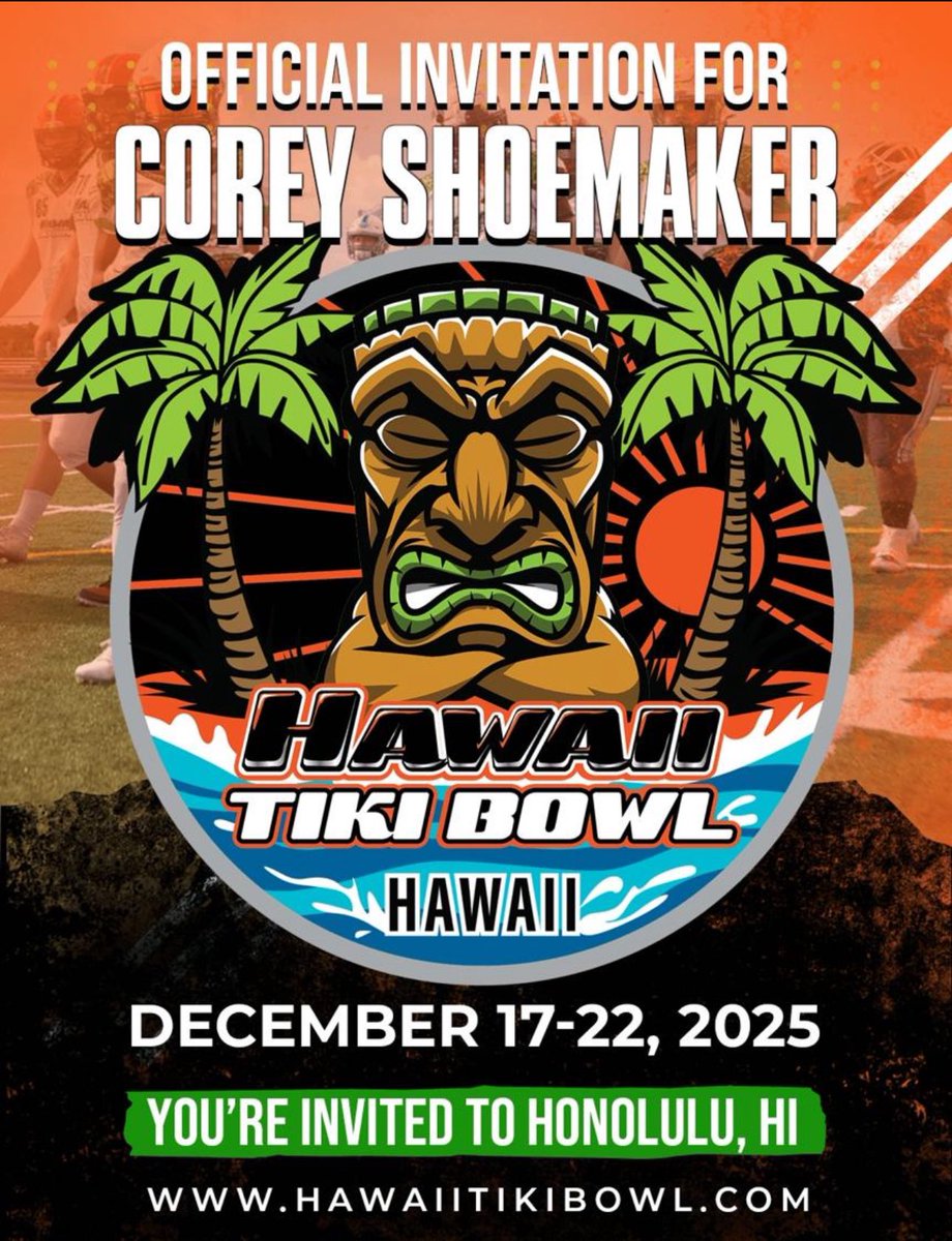 Thank you for the invite!! <a href="/HawaiiTikiBowl/">Hawaii Tiki Bowl</a> 
<a href="/SenecaRecruits/">Seneca Bobcat Football Recruits</a> <a href="/christian_nix45/">Christian Nix</a> <a href="/CoachDCrane/">Coach Crane</a>