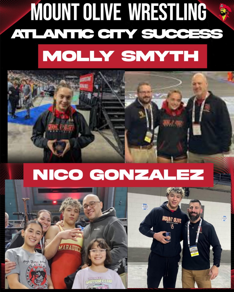 Atlantic City Success!  Mount Olive fought hard and found two Marauders on the podium!  

Congratulations, Nico Gonzalez - 4th 
Congratulations, Molly Smyth - 7th 

A special thank you to all the wrestlers who represented MO in AC - we are proud of you!