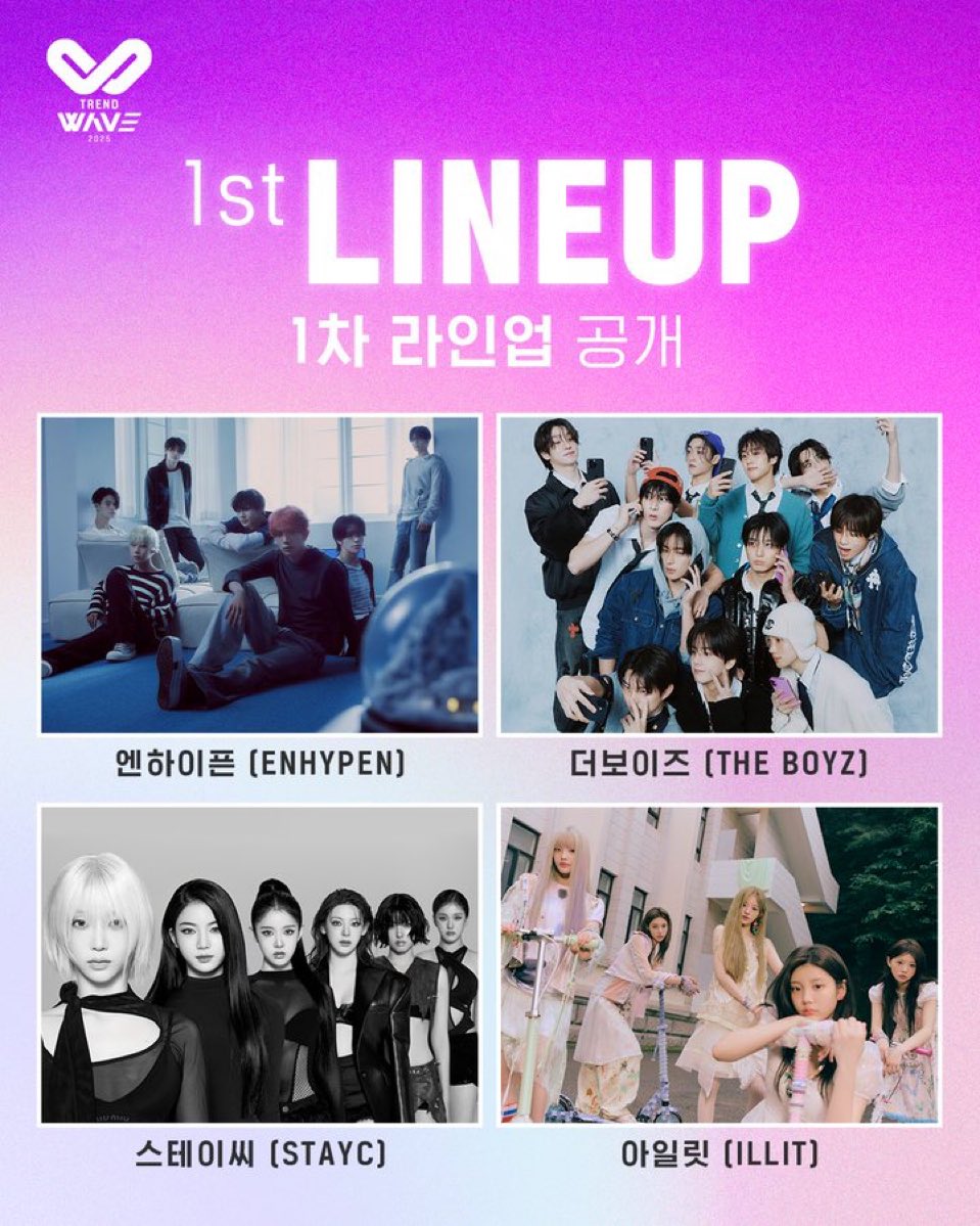 stayhypenfeeds's tweet photo. #STAYC and #ENHYPEN are part of the 1st lineup for Trend Wave Festival 2025 (May 3) https://t.co/XF3J7cDarE