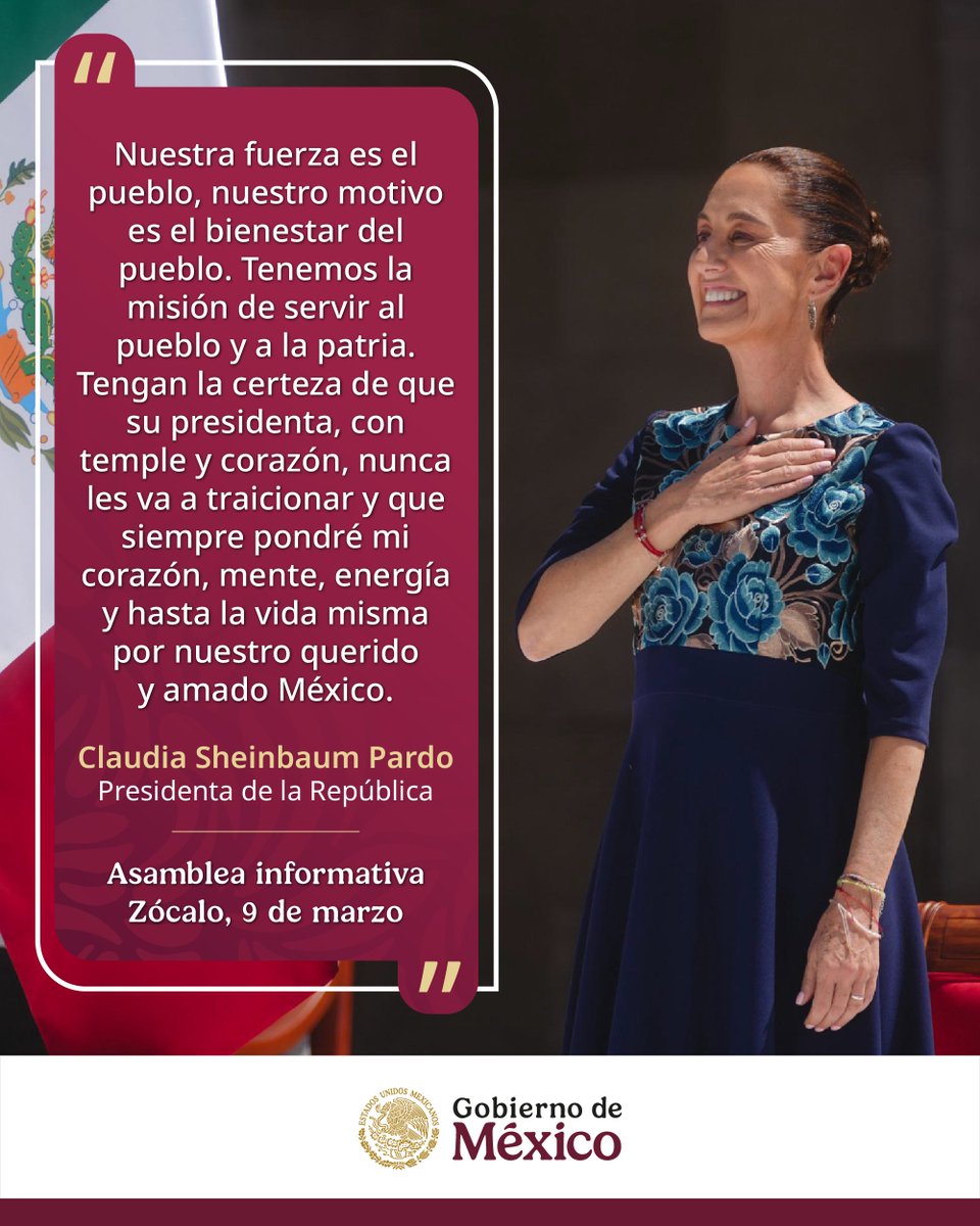 En el Zócalo de la Ciudad de México, la presidenta <a href="/Claudiashein/">Claudia Sheinbaum Pardo</a> ratifica el compromiso de servir a la patria y enfrentar juntos cualquier adversidad.