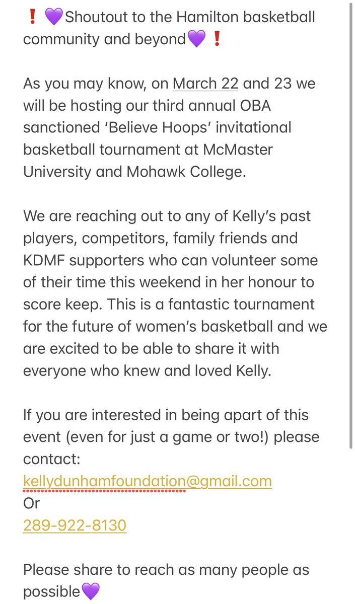 Kelly Dunham Memorial Foundation tweet media