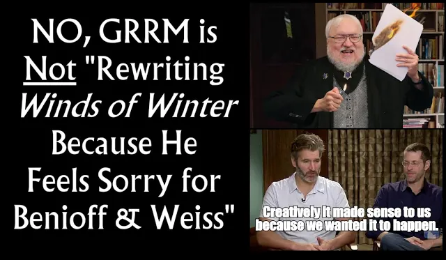 ADragonDemands's tweet image. No, GRRM Is Not "Rewriting Winds of Winter Because He Feels Sorry For Benioff &amp;amp; Weiss"
#houseofthedragon #gameofthrones #windsofwinter
Link in Reply: