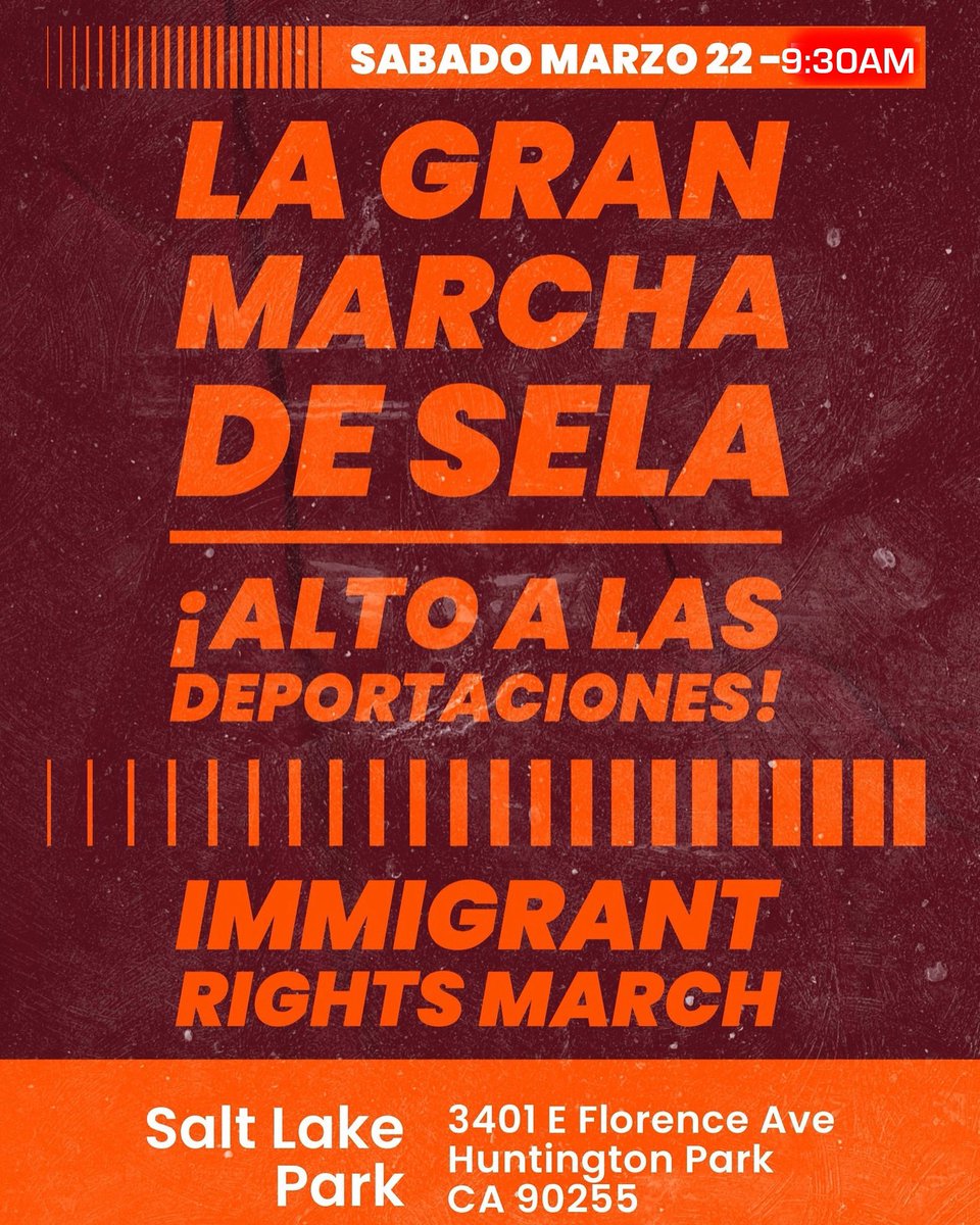 MidnightBooksLA's tweet photo. Saturday the 22nd! 9:30 AM at Salt Lake Park (the rock at Bissell and Florence) join us for a rally and march to corrupt ass Huntington Park City Hall to demand an end to ICE in our communities https://t.co/UIhCLMWAOY