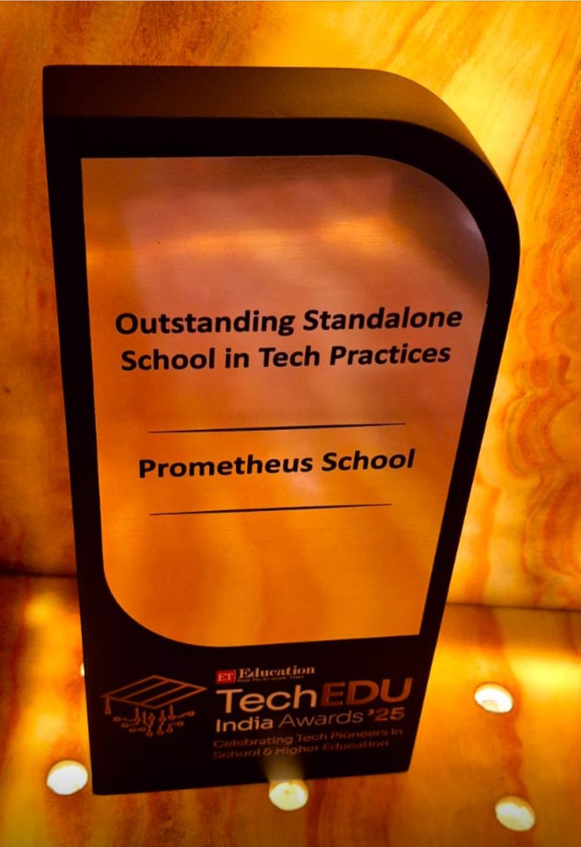 We are thrilled to announce that Prometheus School has been honored with the prestigious title of "Outstanding Standalone School in Tech Practices" at the Economic Times Education TechEDU India Awards! 🎉

#PrometheusSchool #ShapingTheFuture #ExcellenceInEducation #ProudMoment